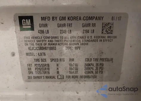 2017 Buick Encore Essence z USA, uszkodzony, nr VIN KL4CJCSB0HB118893